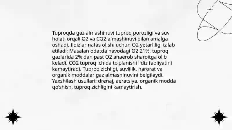 Tuproqlar unumdorligi tuproqning havo rejimi va havo xossalarini ahamiyati 4