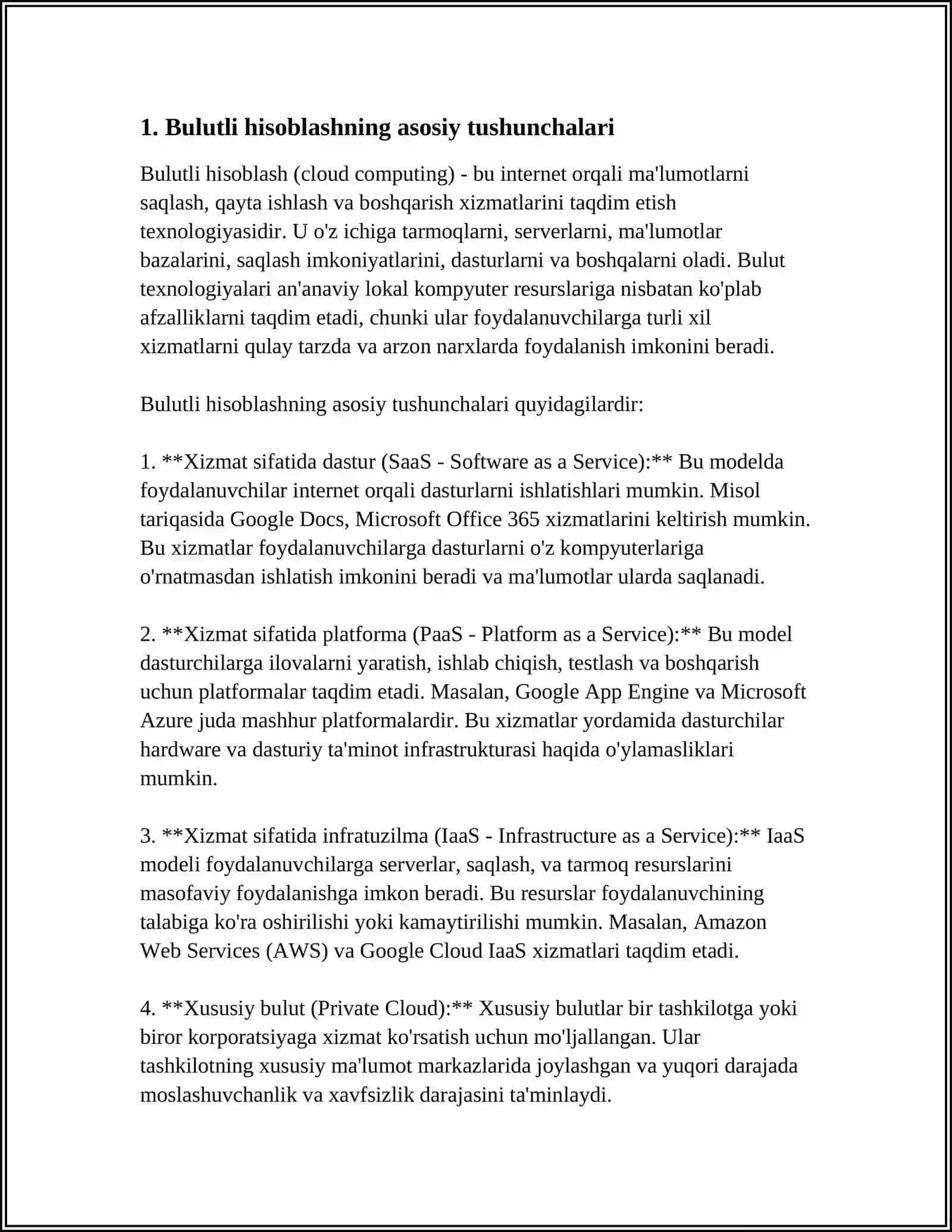 BULUTLI HISOBLASHLARDA (CLOUD COMPUTING) VA UNING IMKONIYATLARI 4