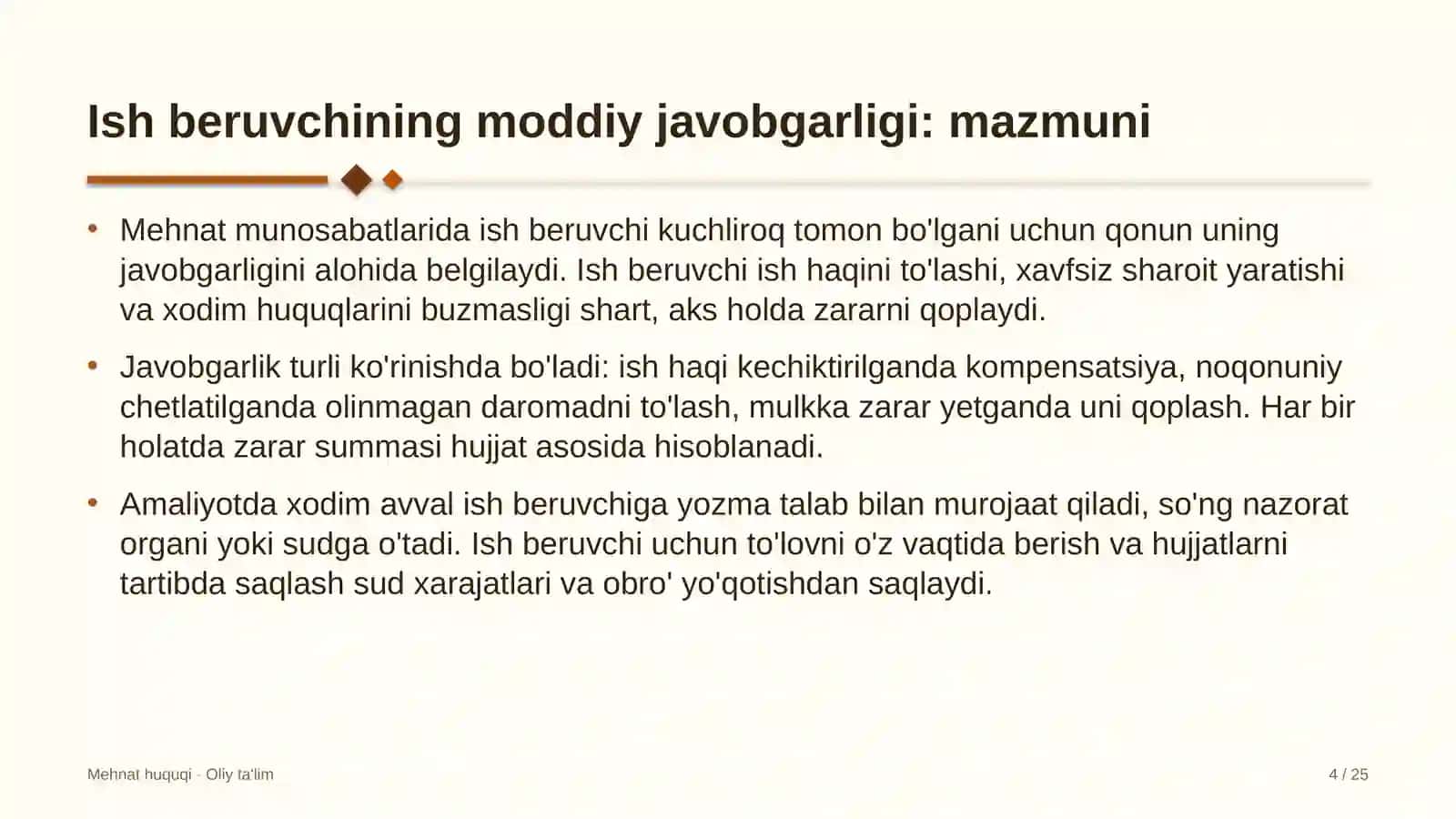 Madaniyat markazlarida ish beruvchining moddiy javobgarligi 4