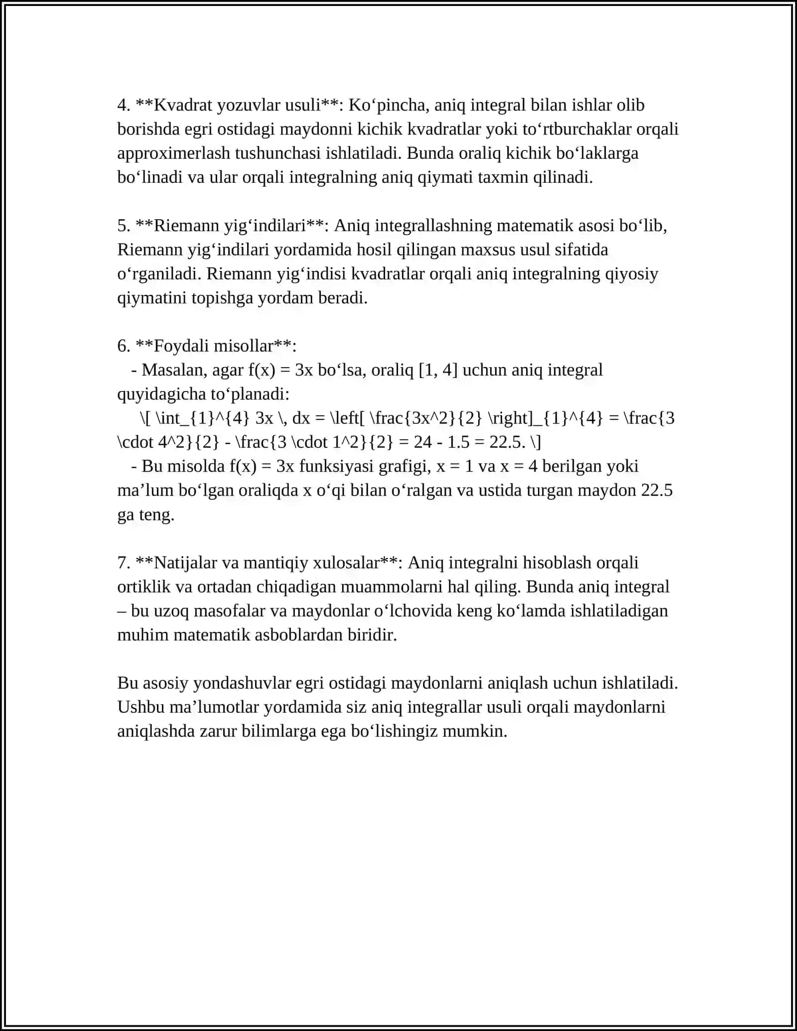 ANIQ INTEGRALLAR TADBIQLARI 4