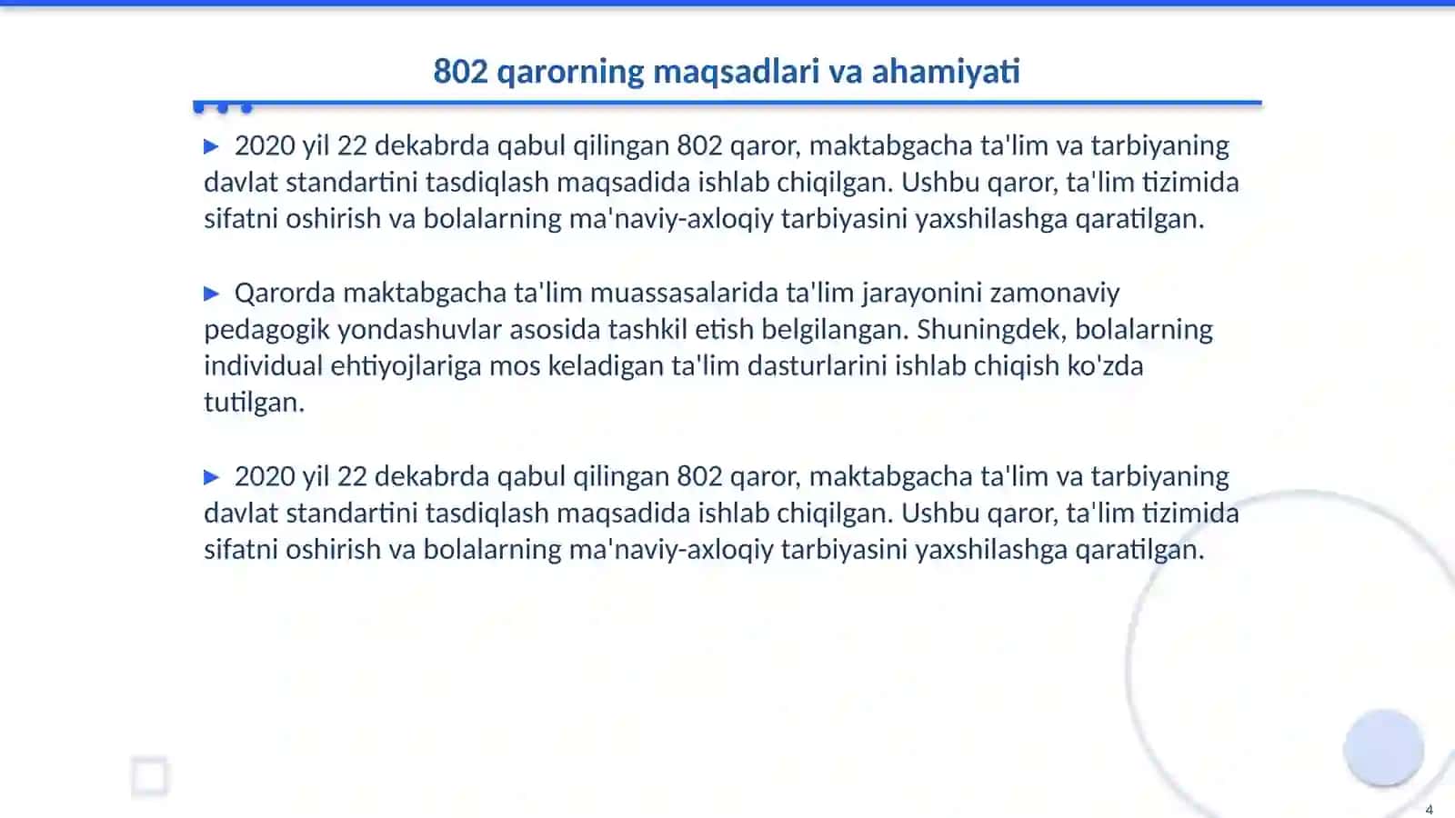 O'zbekiston Respublikasining Vazirlar Mahkamasining 2020 yil 22 dekabrdagi 802 qarori 4
