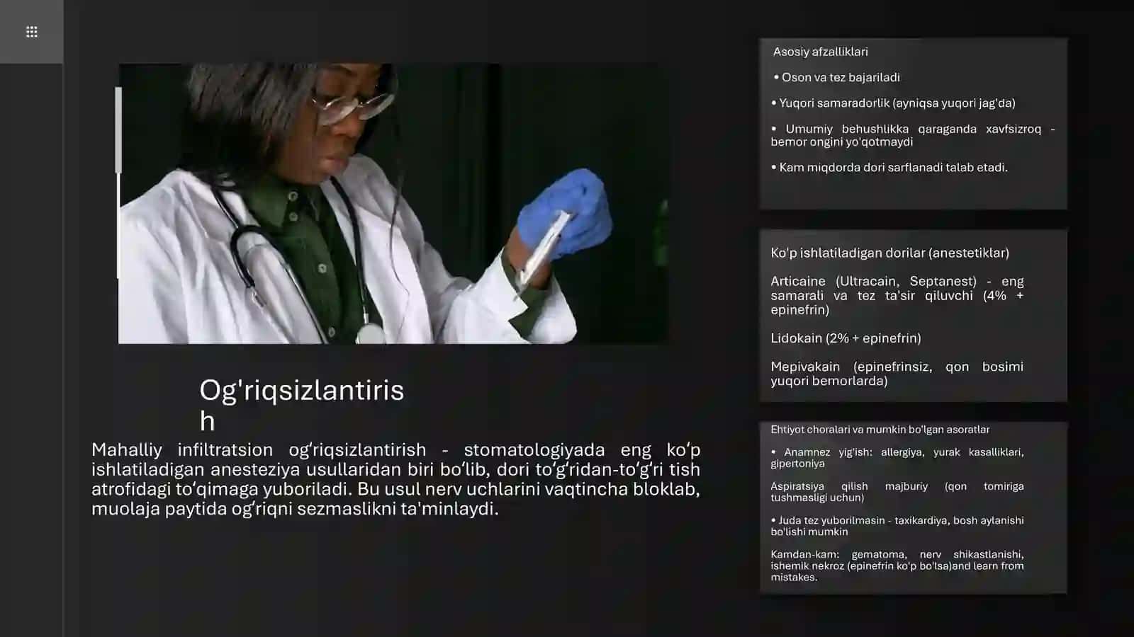 O'tkir periodontitning intoksikaciya bosqichida birinchi yordam 4