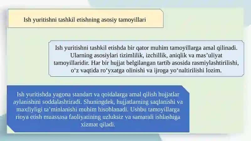 Muassasalarda ish yuritishni tashkil etish texnologiyalari 4