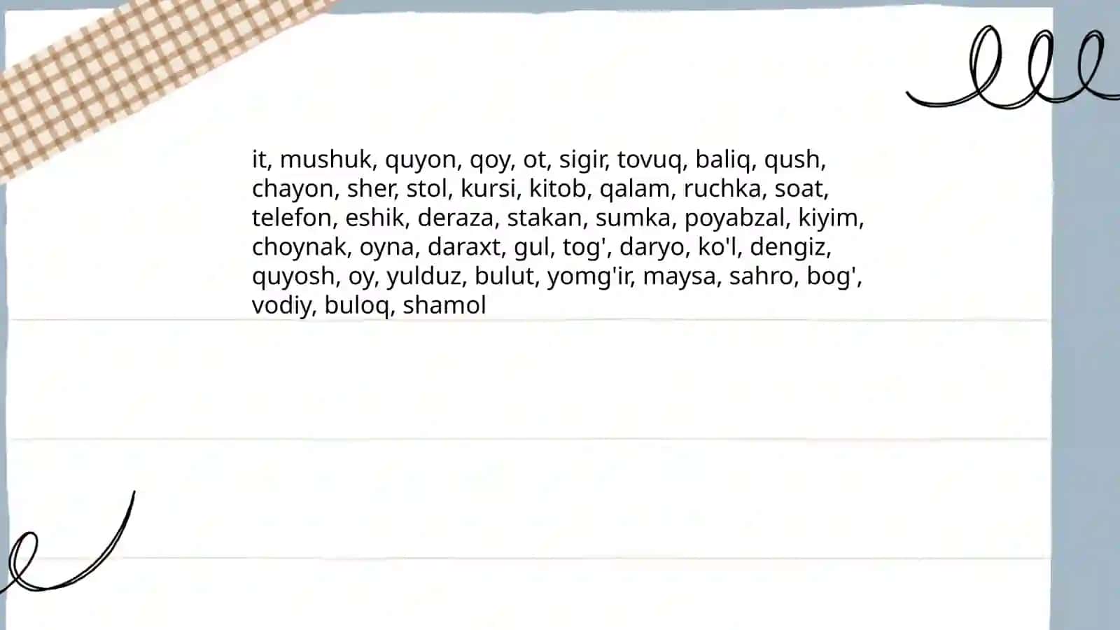 Sodda nomlar 4
