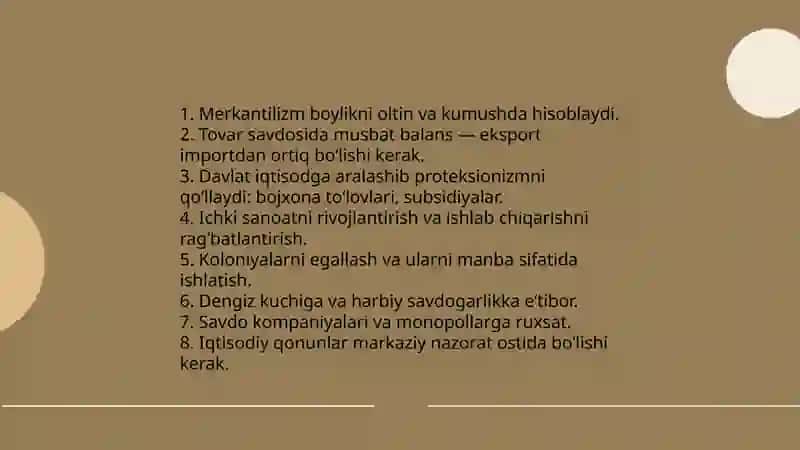 Ilk merkantilizm taʼlimoti va uning namoyondalari 4