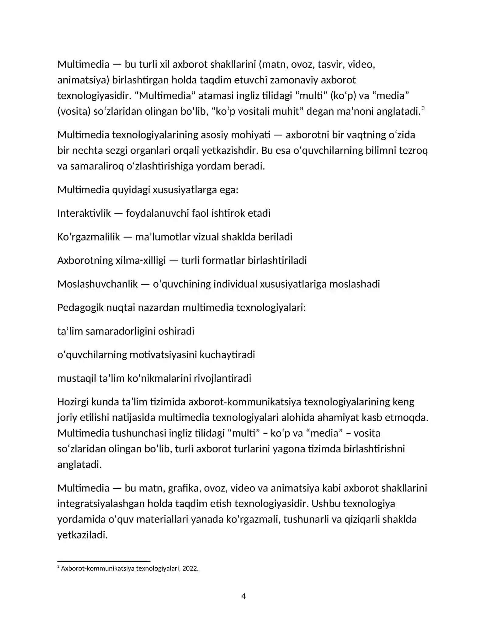 Ta’lim jarayonida multimedia texnologiyalarining nazariy asoslari 4
