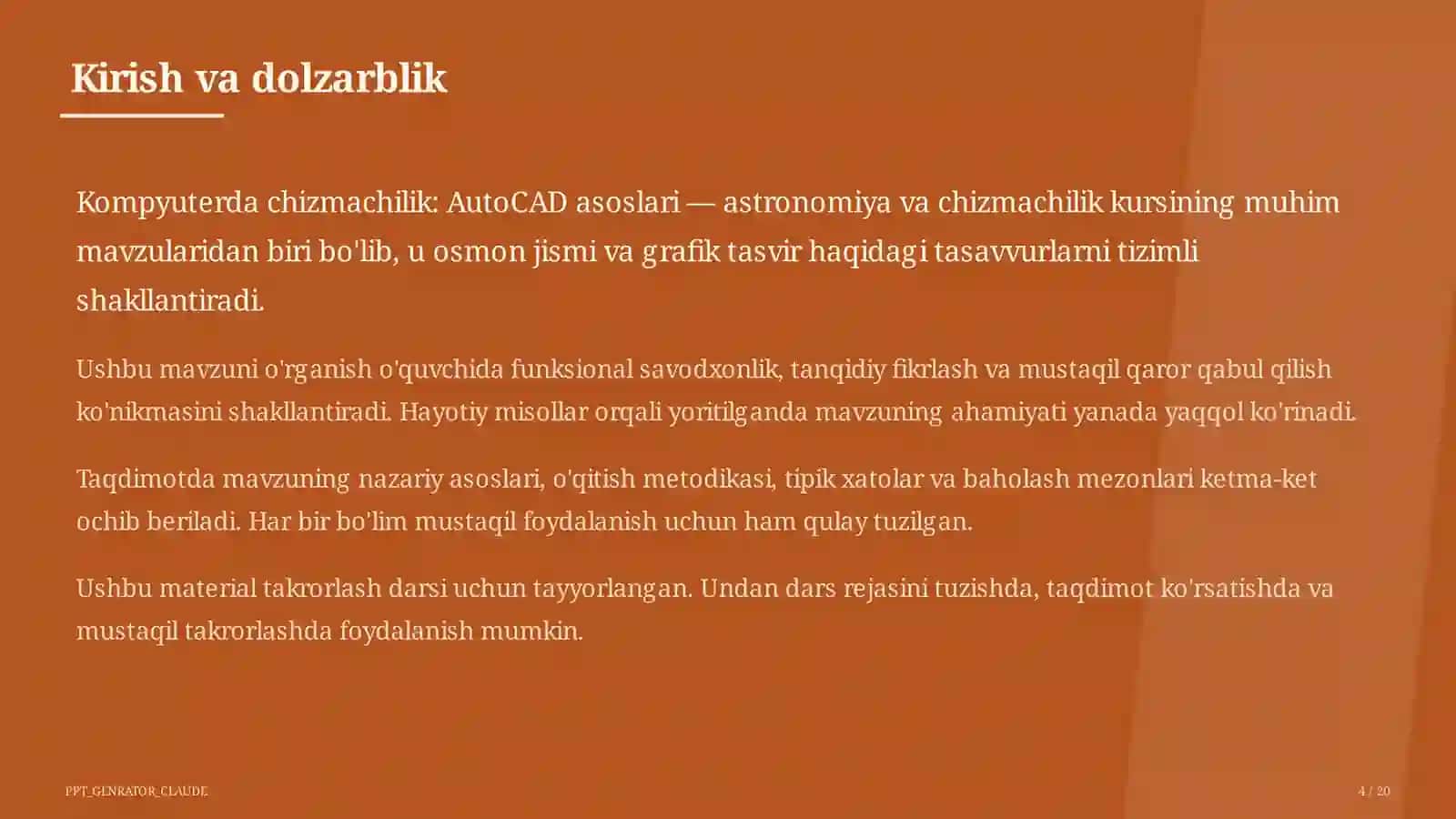 Kompyuterda chizmachilik: AutoCAD asoslari (9-sinf) 4