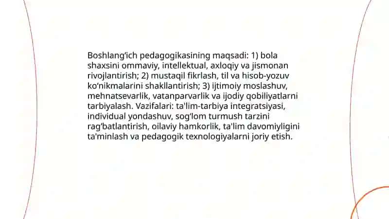 Boshlangʻich taʼlim pedagogikasi tushunchasining mazmuni 4