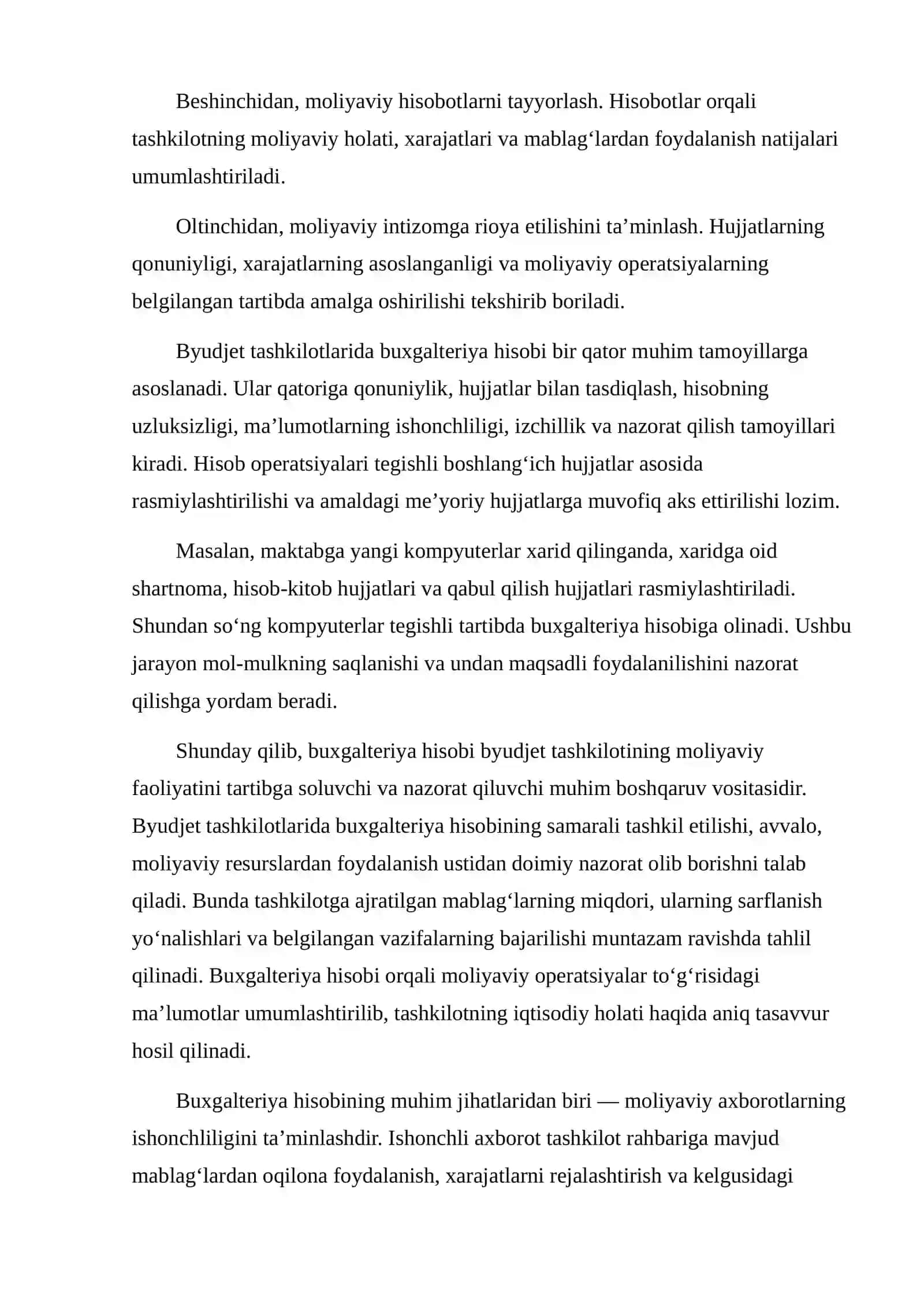 BYUDJET TASHKILOTLARIDA BUXGALTERIYA HISOBINING TASHKILIY JIHATLARI 4