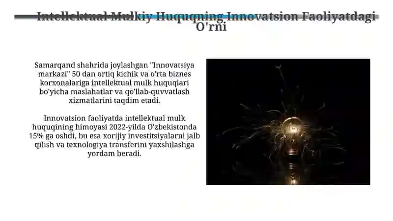 Intellektual Mulkiy Huquq va Innovatsiyalarni Kommersializatsiya Qilish 4