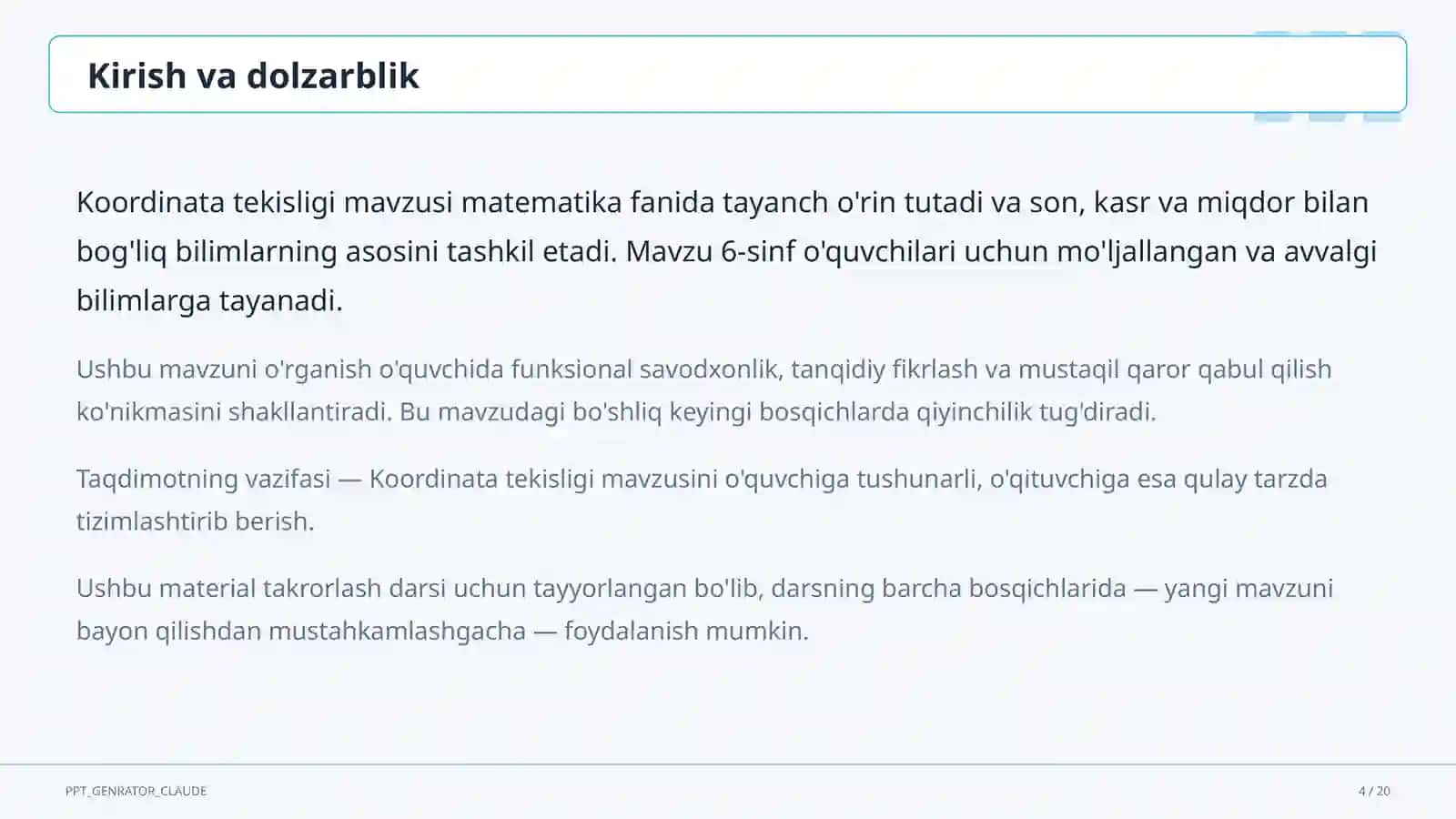 Koordinata tekisligi (6-sinf) 4