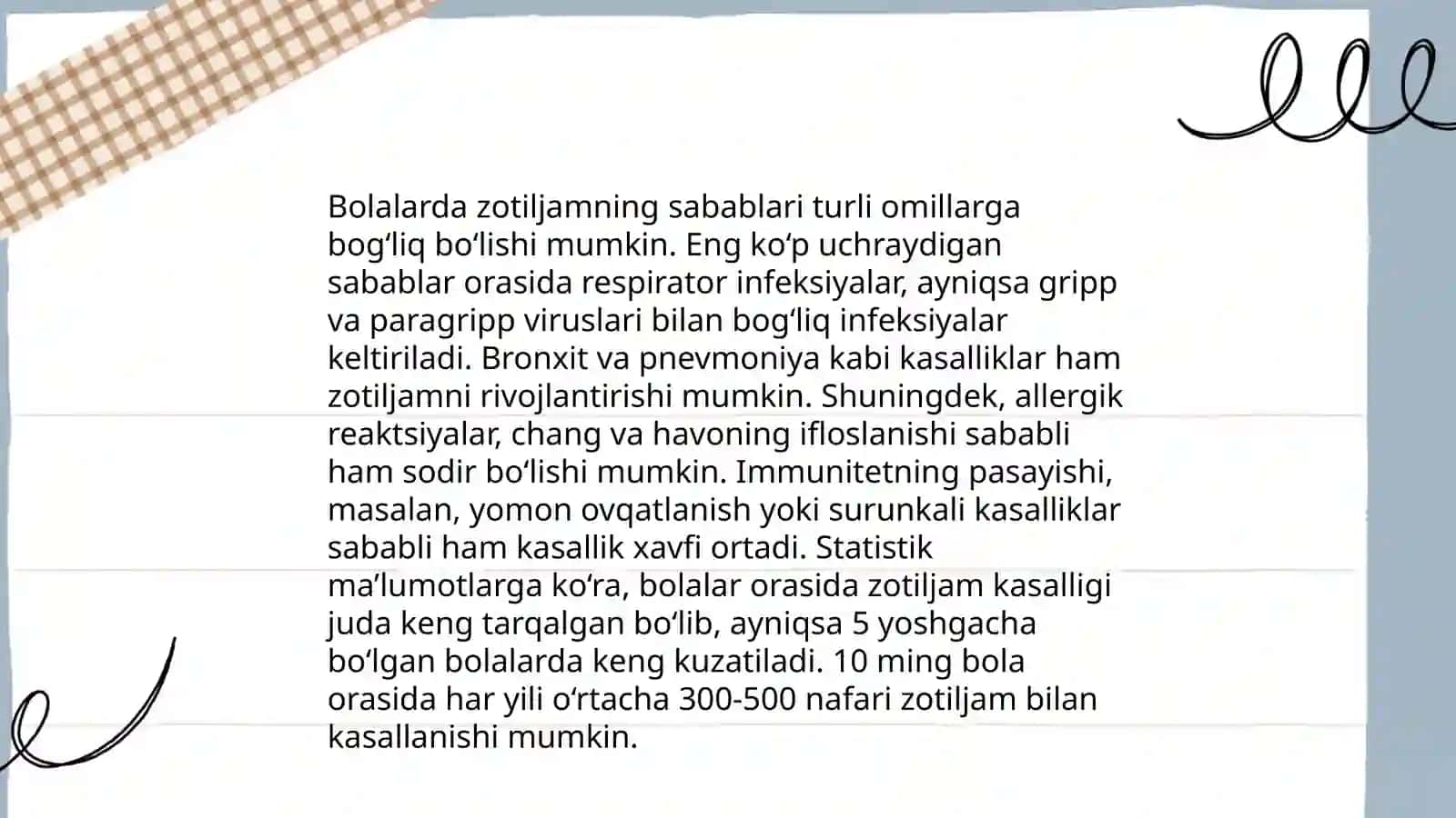 Bolalarda zotiljam kasalligi, baholash, tasniflash va davolash taktikasi 4