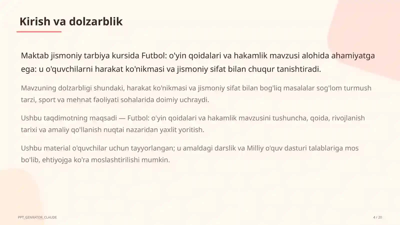 Futbol: o'yin qoidalari va hakamlik (9-sinf) 4
