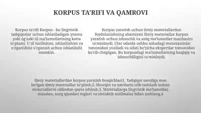Ilmiy Uslubga Doir Materiallardan Foydalanib Matnlar Korpusini Yaratish 4