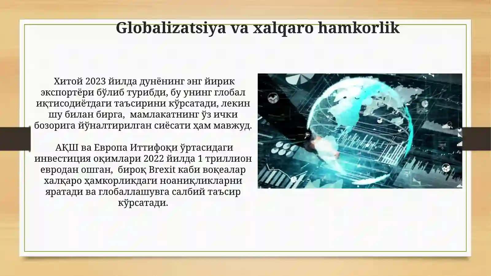 Jahon xo’jaligi globallashuvi yo’nalishlari va ziddiyatlilari 4