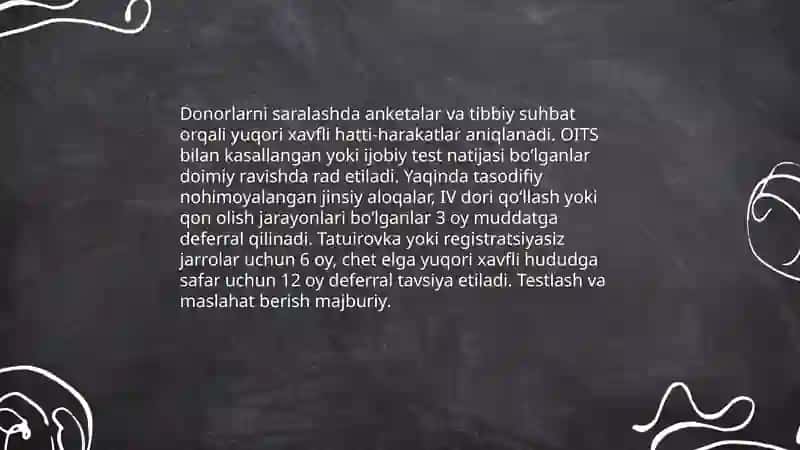 Qon quyish paytida OITS infeksiyalari yuqishi 4