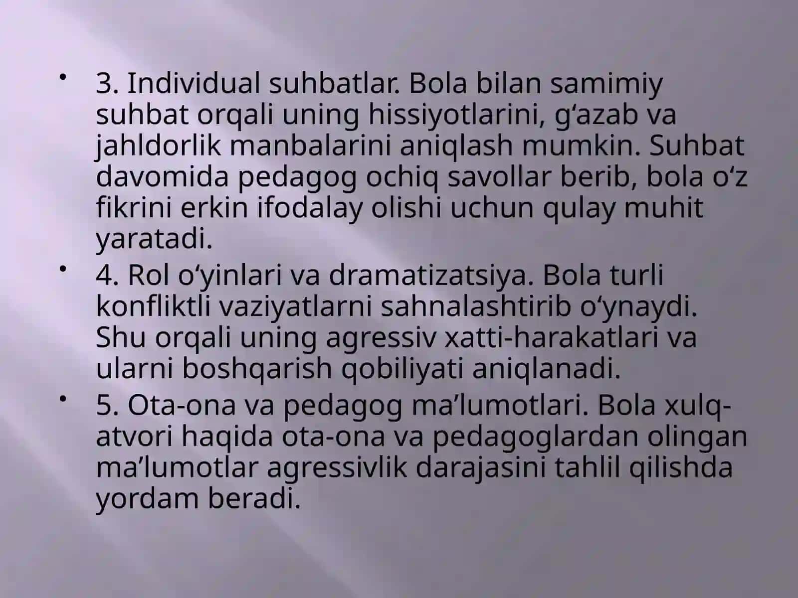BOLALARDA AGRESSIVLIK DARAJASINI ANIQLASH USULLARI 4