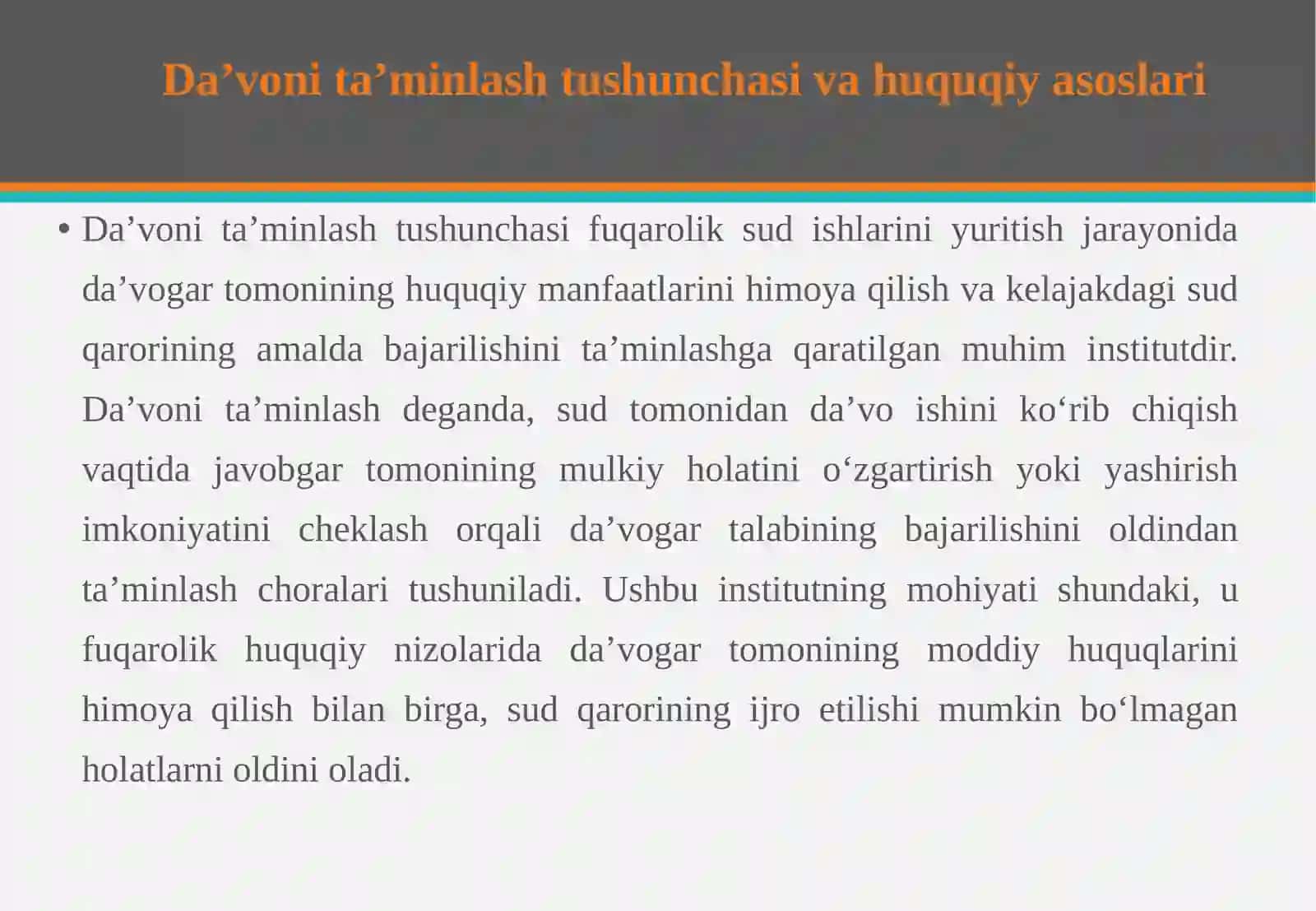 Da’voni ta’minlash tushunchasi va choralari 4