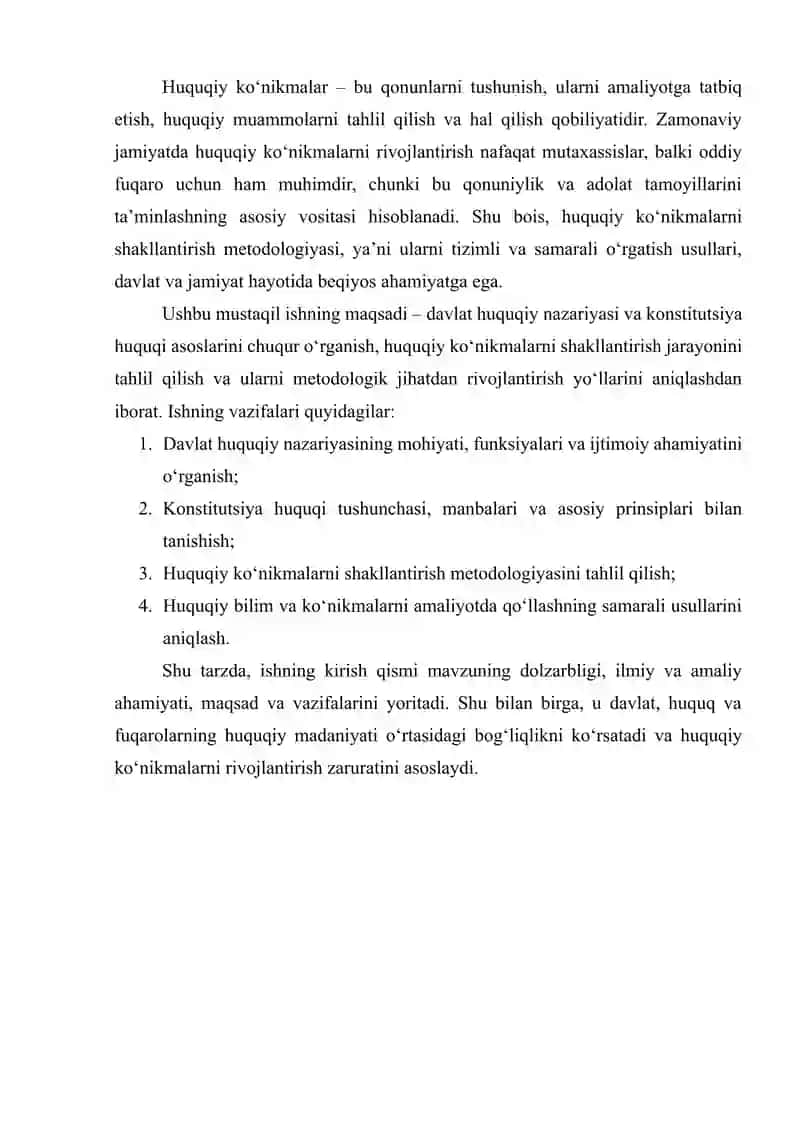 DAVLAT HUQUQIY NAZARIYASI, KONSTITUTSIYA HUQUQI, HUQUQIY KO‘NIKMALAR VA METODOLOGIYASI 4