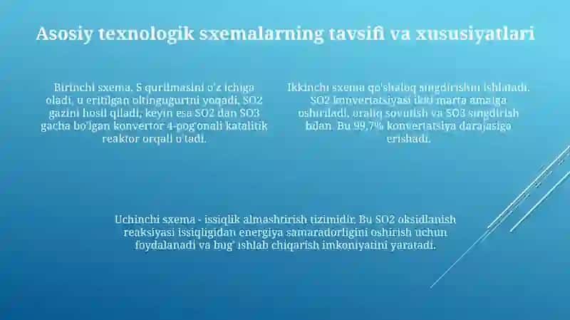 Kontakt usulida sulfat kislota ishlab chiqarish texnologik tasvirlari 4