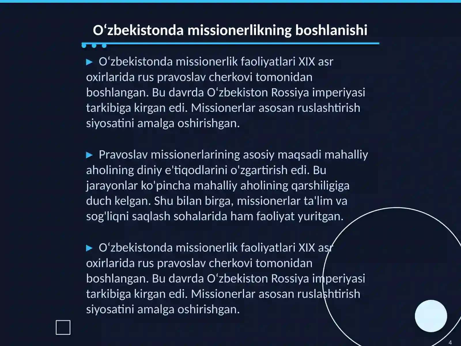 Missionerlikning O‘zbekiston tarixi 4