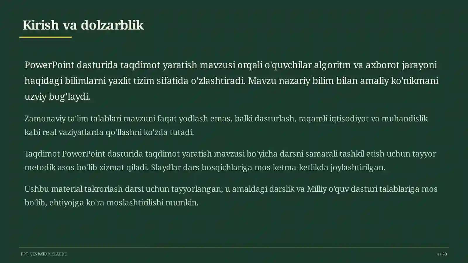 PowerPoint dasturida taqdimot yaratish (7-sinf) 4