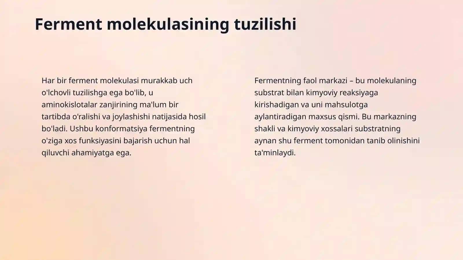 Fermentlar o‘ziga xosligi. Fermentlarning termolabilligi 4