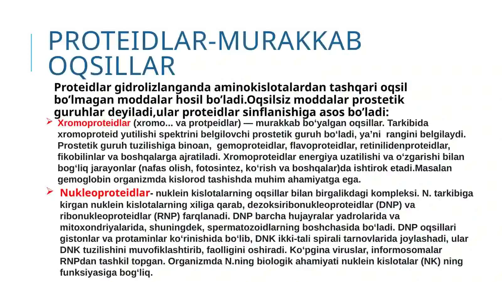 Oqsillarning tasnifi va vazifalari 4