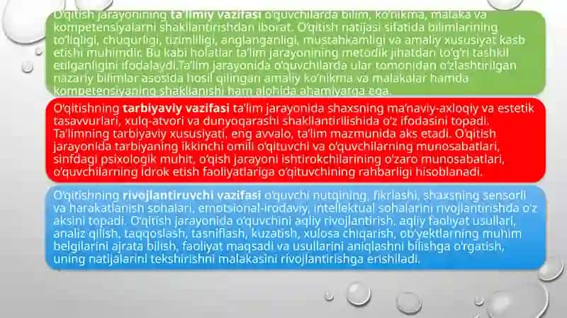 Ta'limjarayonining mohiyati, qonuniyatlar va prinsiplari 4