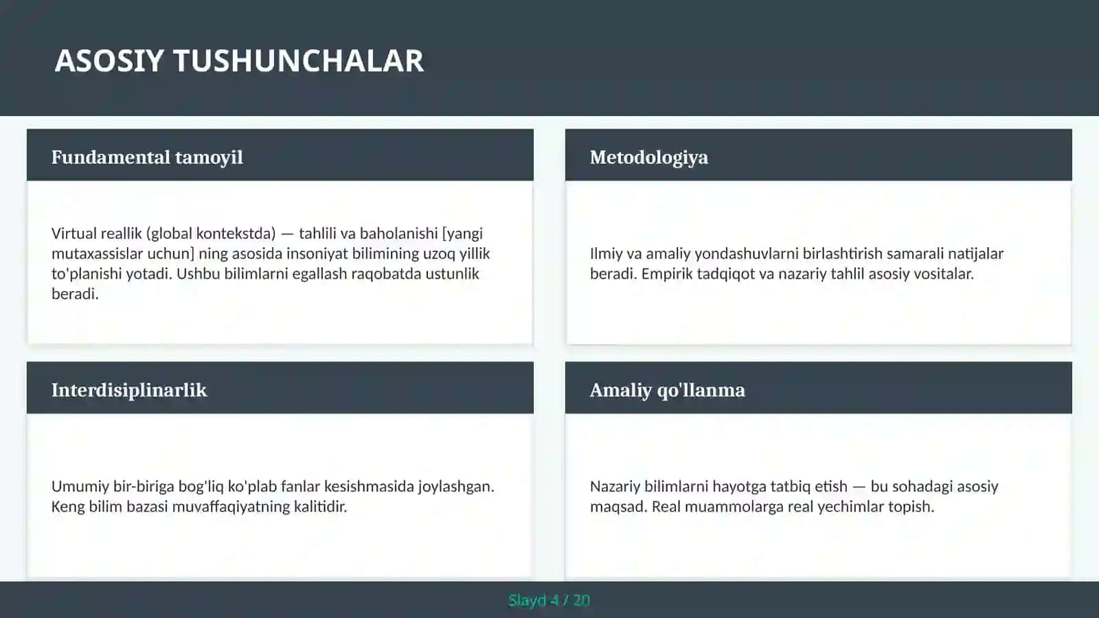 Virtual reallik (global kontekstda) — tahlili va baholanishi [yangi mutaxassislar uchun] 4