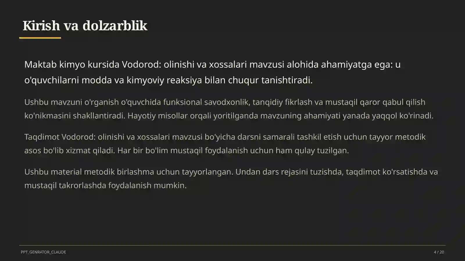 Vodorod: olinishi va xossalari (7-sinf) 4