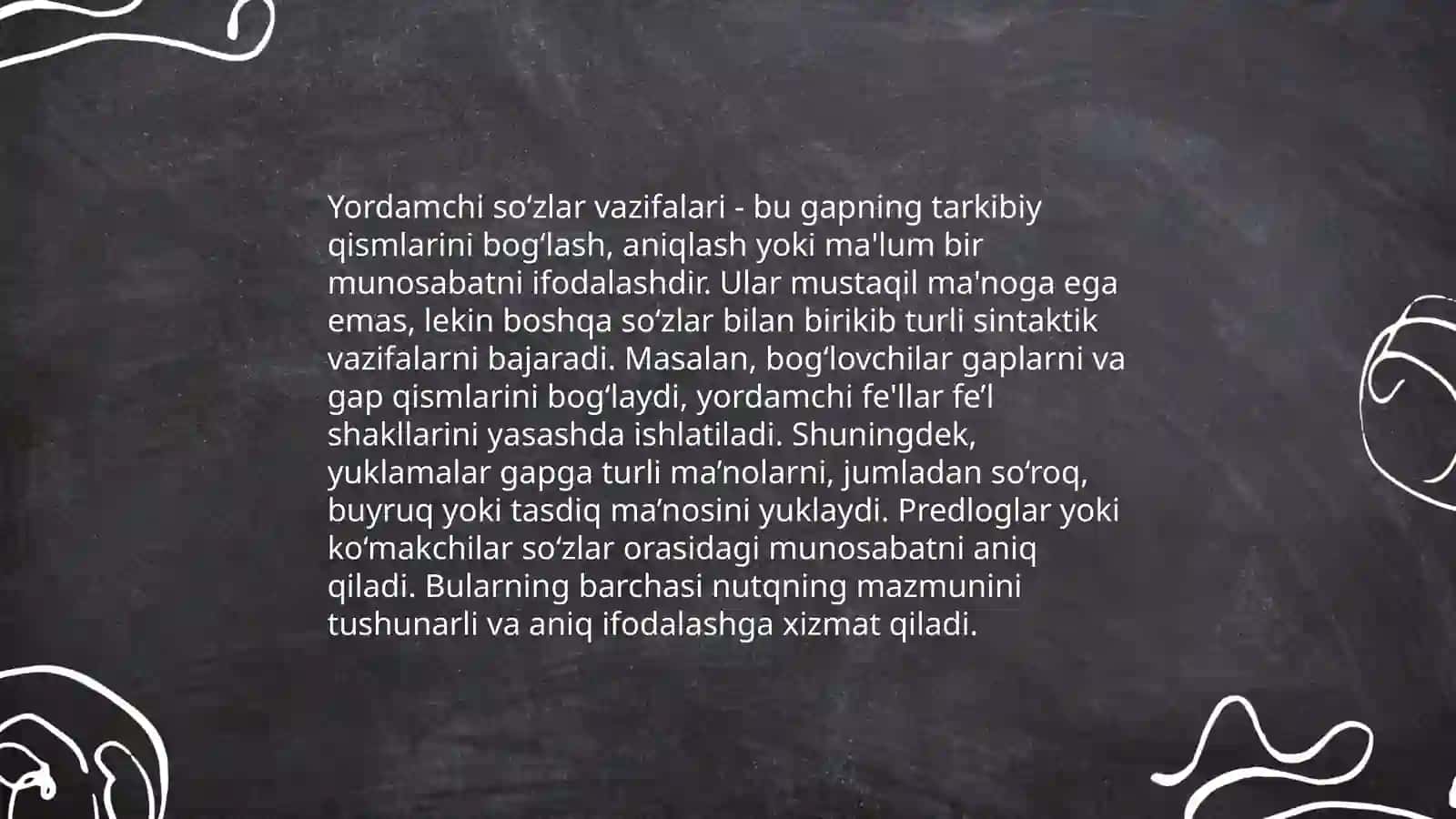 Yordamchi sõzlarning grammatik ma’nosi Va uning gapdagi õrni 4