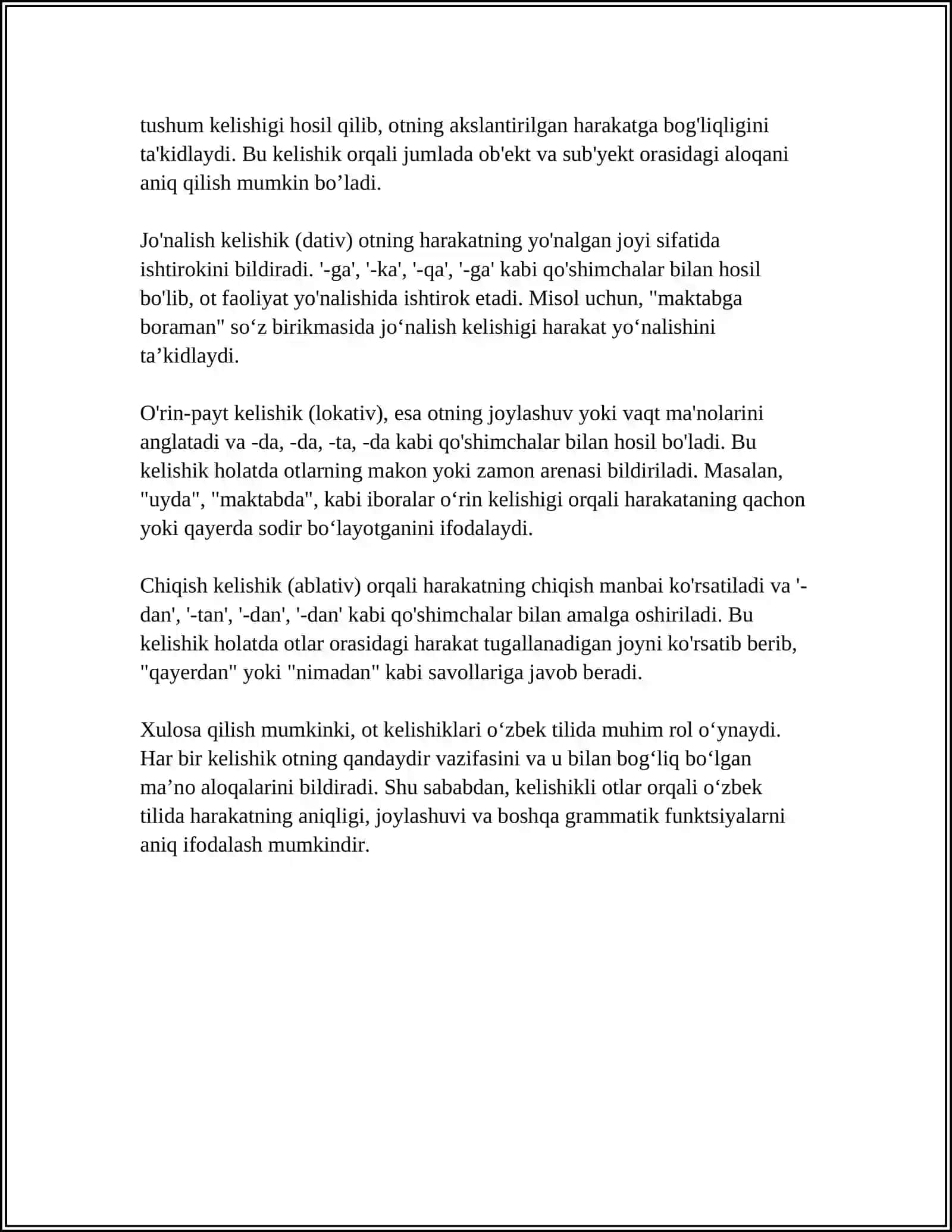 Otlarda kelishik kategoriyasi 4