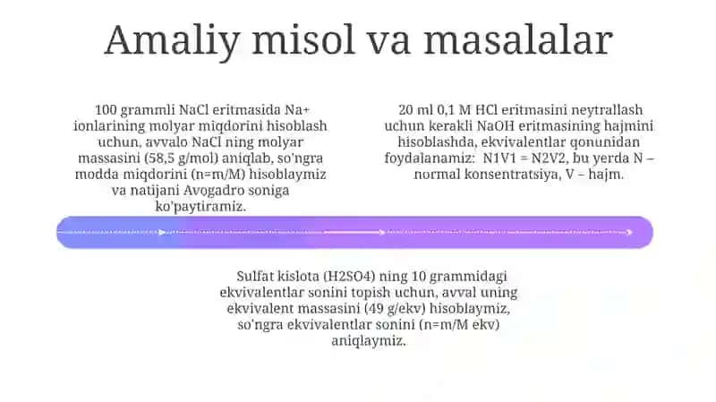 Ekvivalent massani hisoblash usullari 4