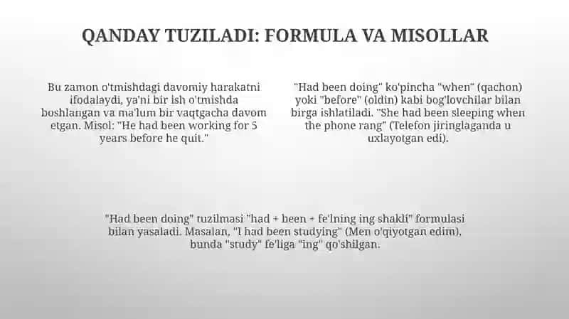 O'tgan zamonda davom etayotgan ishlar 4