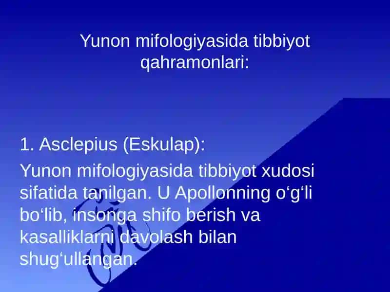 Tibbiyotda lotin - yunon mifologiyalari Yunon-lotin epigrammalarida tibbiyot va salomatlik 4