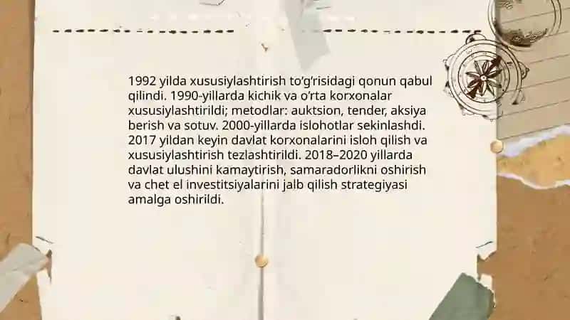 Oʻzbekistonda bozor munosabatlarining shakllantirilishi va taraqqiyot bosqichlari 4