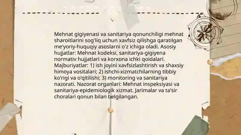 Ishlab chiqarish sanitariyasi mehnat gigiyenasi 4
