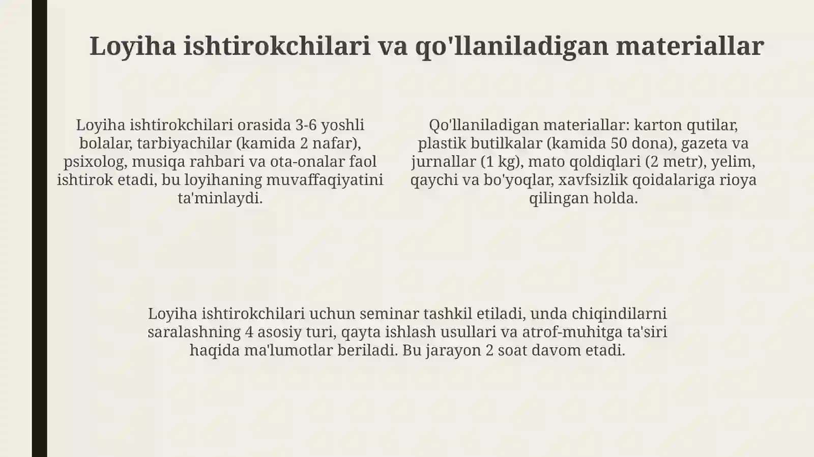 Qiziqarli chiqindi loyihasini tashkil etish 4