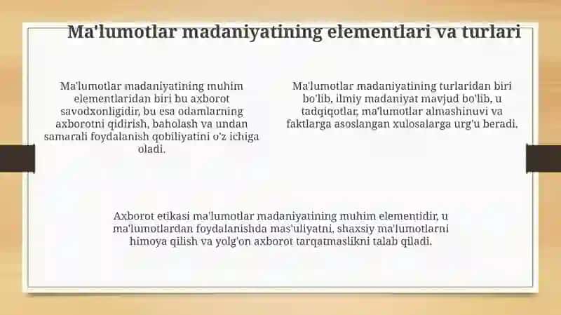 Ma'lumotlar madaniyati 4
