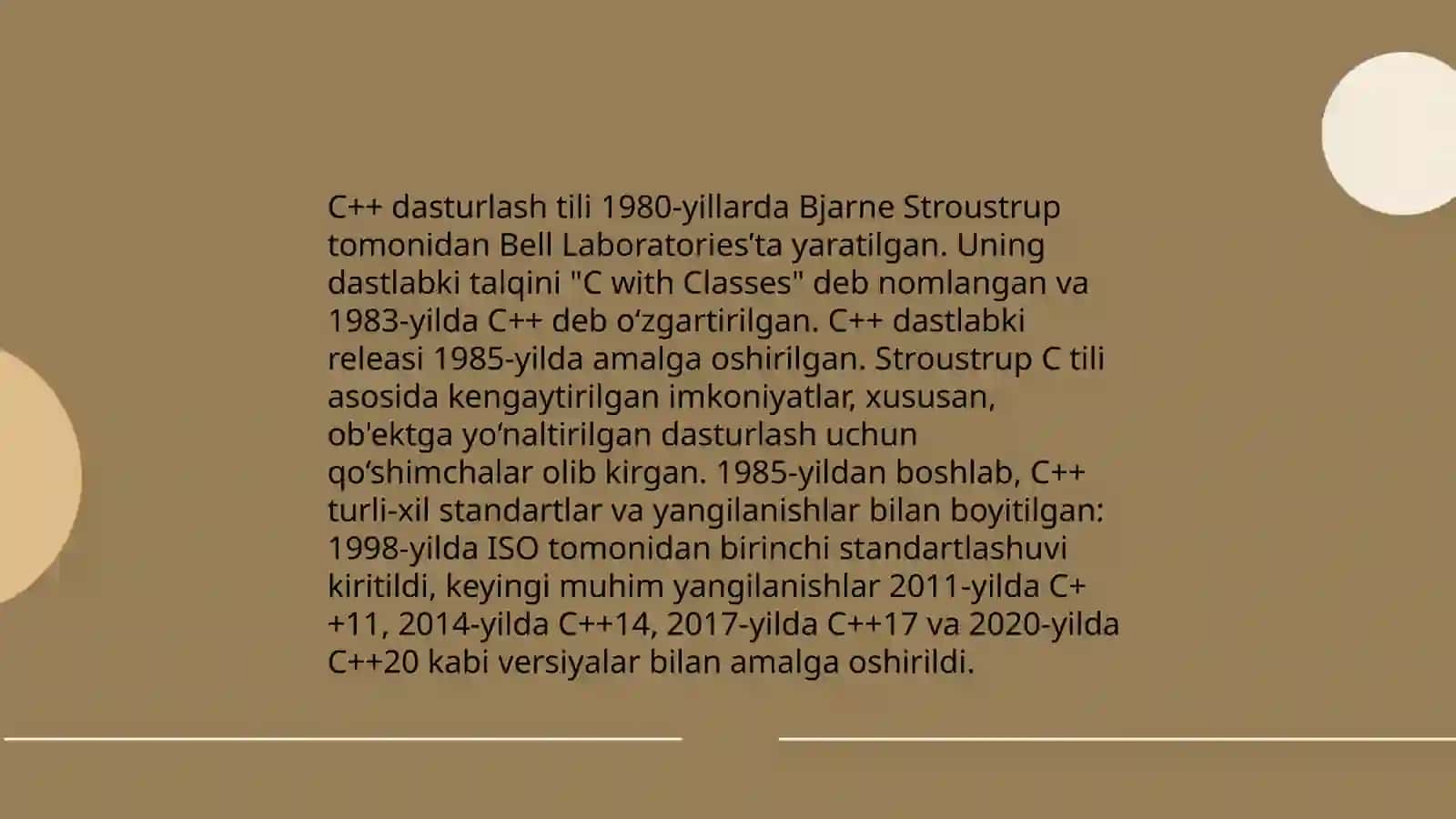 C++ dasturlash tilining tarixi va asosiy xususiyatlari.Texnika xavfsizlik qoidalari 4