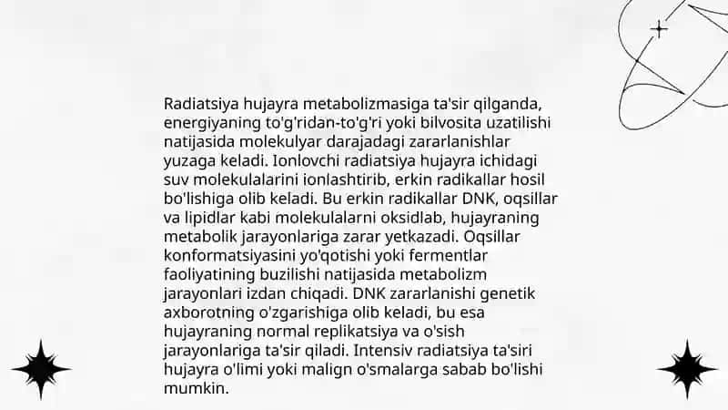 Radiobiologiya va oziqlanish jarayonining o'zaro ta'siri 4