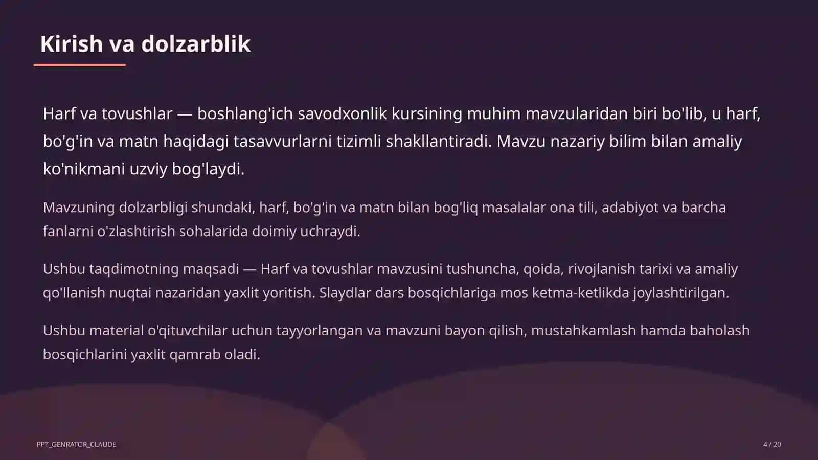 Harf va tovushlar (1-sinf) 4