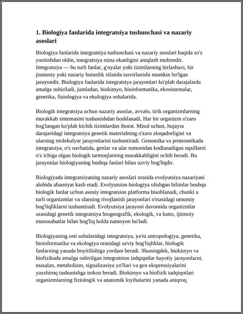 BIOLOGIYA FANLARIDAGI INTEGRATSION JARAYONLAR VA UNING TA’LIMDAGI AHAMIYATI 4