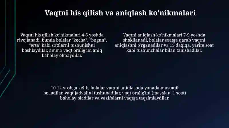Bolalarda vaqt tushunchasinishakllantirishbosqichlari 4