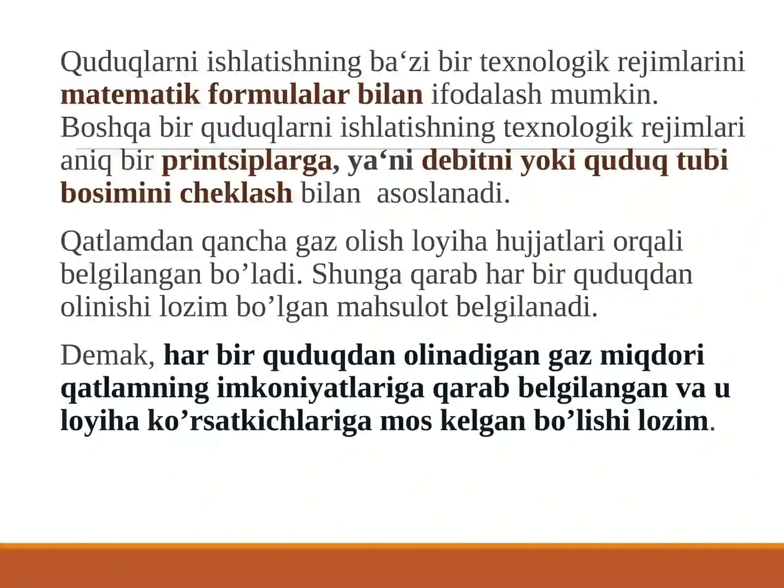 Quduqlarning ishlashini texnologik rejimini belgilash 4