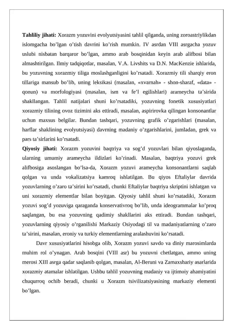 Qadimgi yozuvlar haqida (Xorazm, Kushon Baqtriya, Eftal yozuvlarining tarixi) maqola loyihasi 4