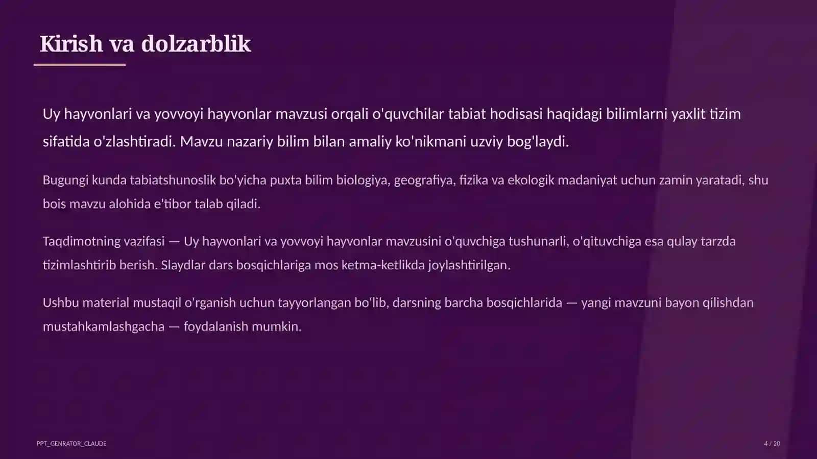 Uy hayvonlari va yovvoyi hayvonlar (1-sinf) 4