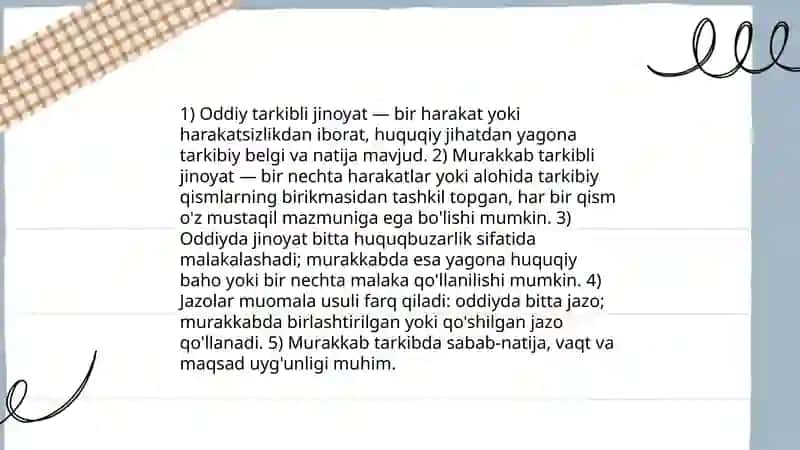 Tarkibli jinoyatlar tushunchasi turlari 4