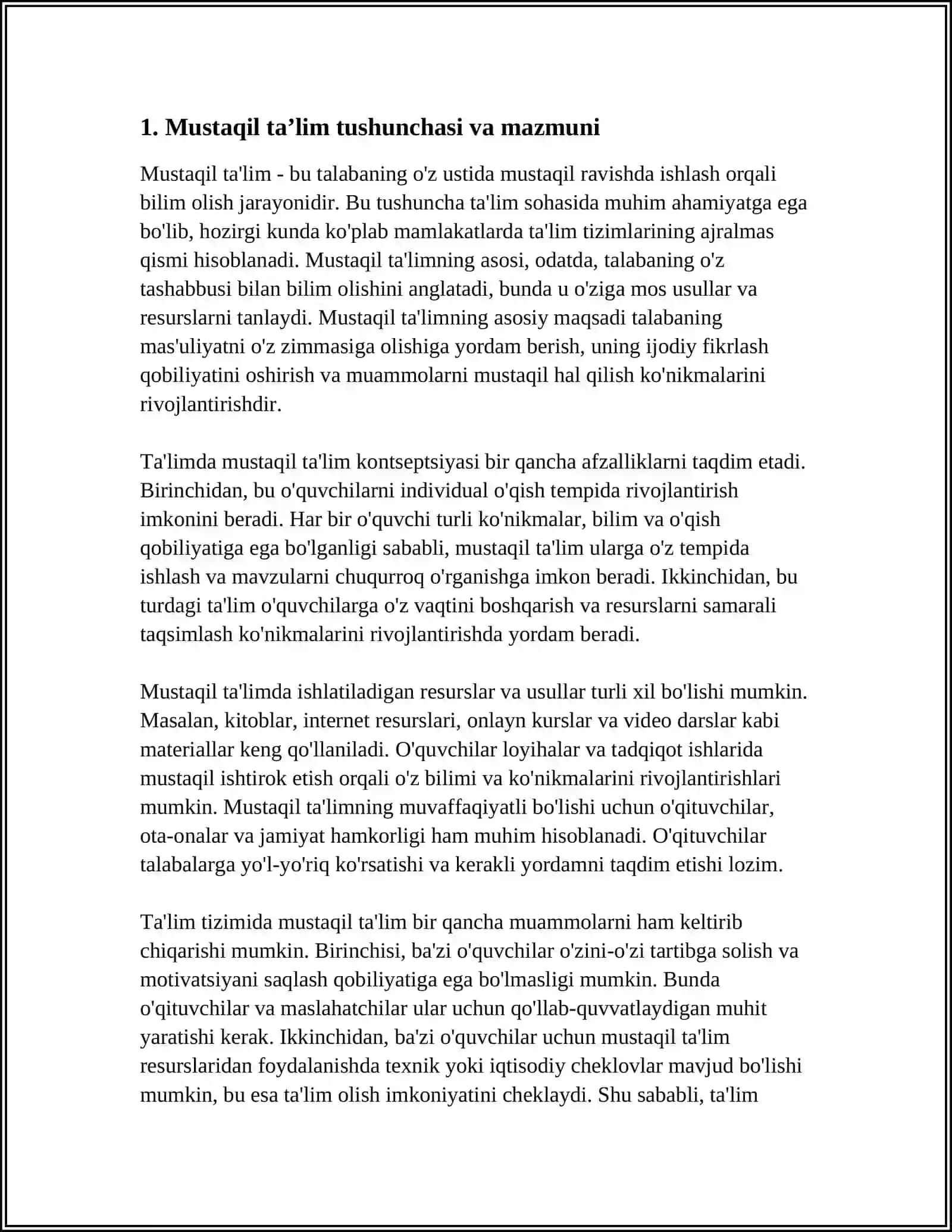 TALABA MUSTAQIL TA’LIMNI TAYYORLASHDA MUAYYAN FANNING XUSUSIYATLARINI HISOBGA 4